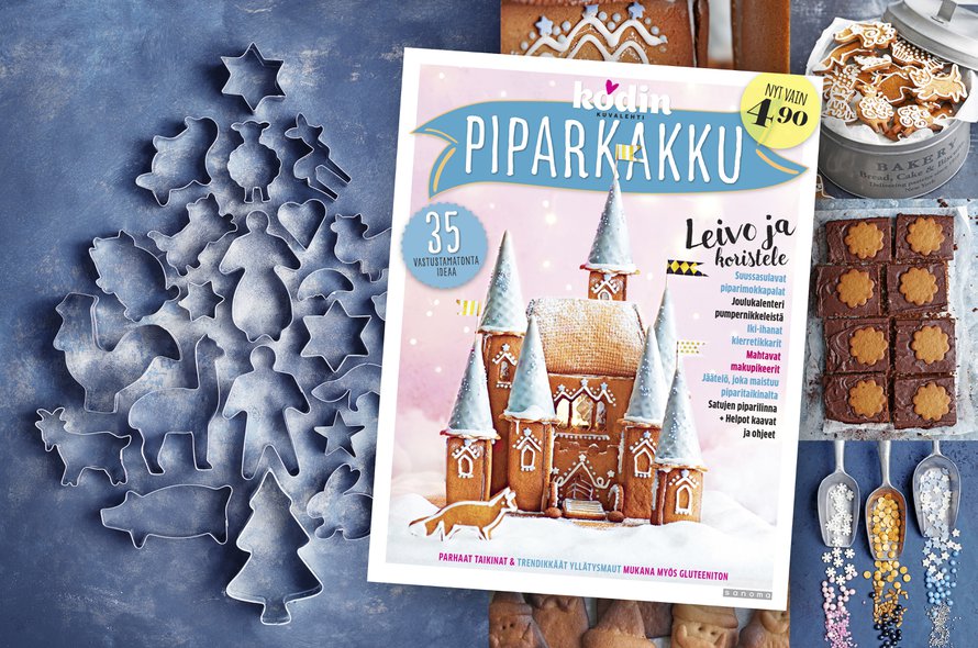 Onneksi piparkakkuja ehtii leipoa monta kertaa ennen joulua! Mainiona oppaana toimii Kodin Kuvalehden uusi Piparkakku-julkaisu.