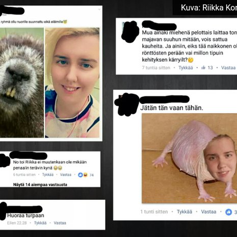 Kiusaajat jakoivat netissä Riikasta pilakuvia ja pilkkakirjoituksia.
