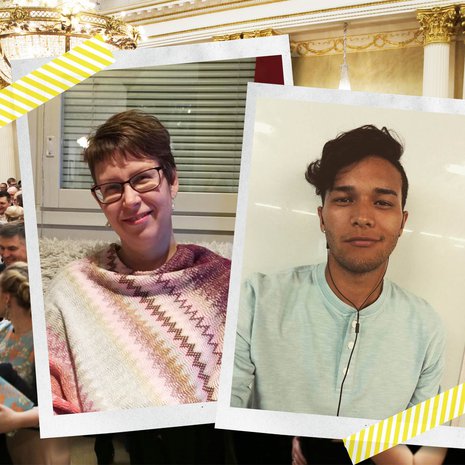 Siivooja Heli Riihiaho juhli linnassa vuonna 2014. Taleb Hossaini sai kutsun 100-vuotisjuhliin. 