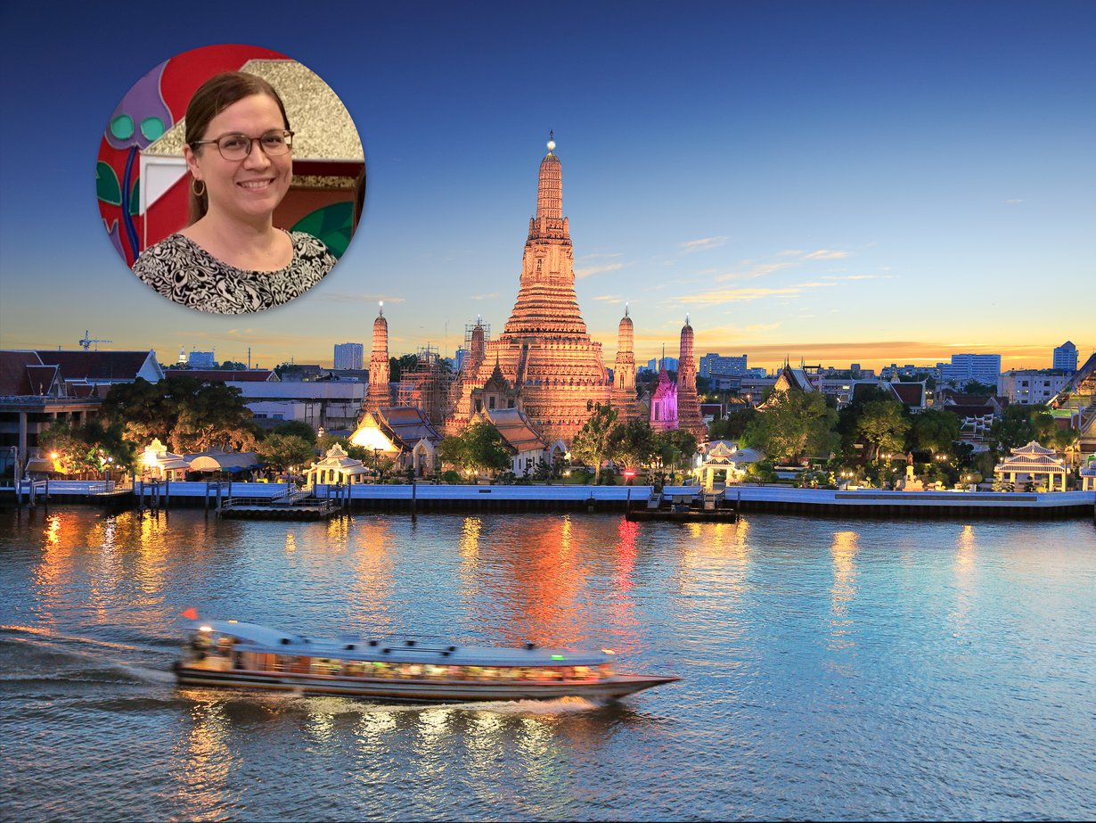 ”Bangkok on kaoottinen mutta hieno kaupunki. Tänne kannattaa varata aikaa useampi päivä ja käydä myös keskustan ulkopuolella”, Saara Nordblom neuvoo. Kuvassa buddhalainen temppeli Wat Arun.