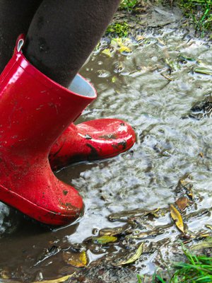 Saappaissa tekee mieli vähän poiketa lätäkön kautta. Eikö teekin?