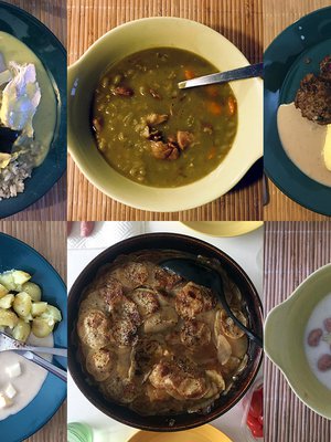 Faija kokkaa skidilleen perinneruokia: kanaviillokkia, hernekeittoa, jauhelihapihvejä, paistettua haukea, merimiespihvejä ja siskonmakkarasoppaa.