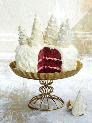 Lumisen metsän näkee jouluna ainakin kimmeltävän kakkukinoksen pinnalla. 