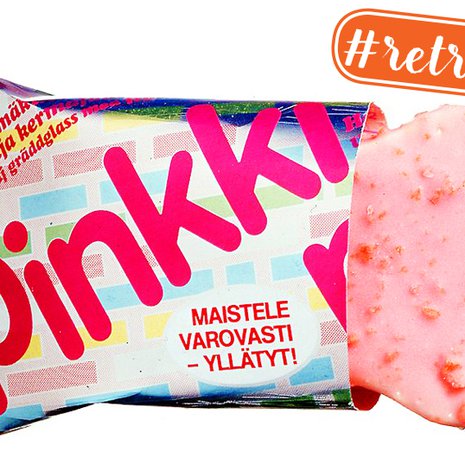 Pinkki Super-puikko oli myynnissä ainakin 1980-luvulla.