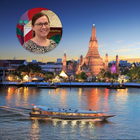 ”Bangkok on kaoottinen mutta hieno kaupunki. Tänne kannattaa varata aikaa useampi päivä ja käydä myös keskustan ulkopuolella”, Saara Nordblom neuvoo. Kuvassa buddhalainen temppeli Wat Arun.