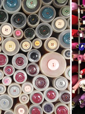 Nappeja, nauhoja, lankoja ja kankaita... Ihanat valikoimat ja vähän eri näköistä kuin Suomessa!