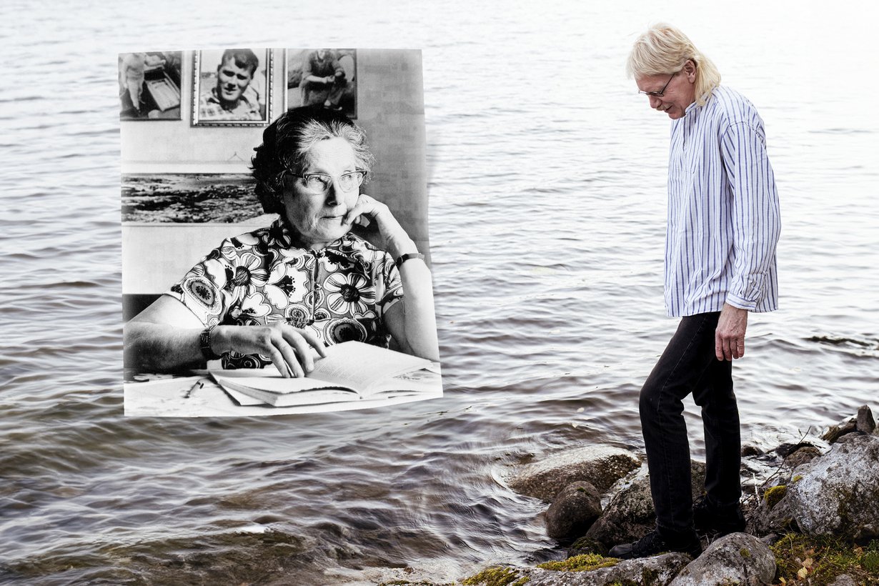 <macro_left> Anni Blom<HH>qvist viihtyi syrjässä ihmisjoukoista ja kirjoitti aamuisin keittiön puusohvalla. ”Hän totesi usein, että kynän on pakko antaa lentää, kun kirjoittamiseen ei ole aikaa tuhlattavaksi”, Hans Colliander sanoo.
