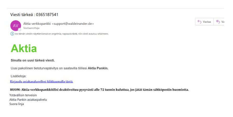Tällaisellakin viestillä huijarit ovat ihmisiä lähestyneet.