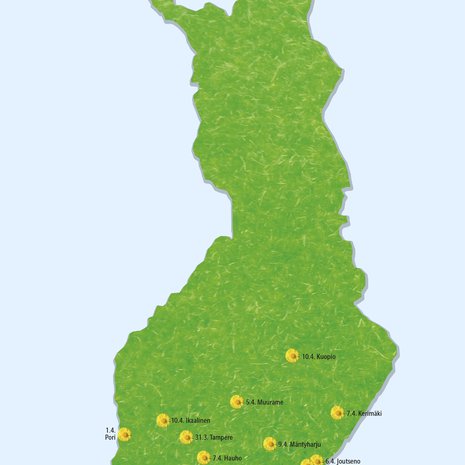 Milloin penkereet muuttuvat keltaisiksi sinun kotikunnassasi?
