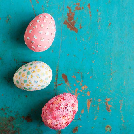 Sievät konfettimunat on tehty paperimassasta.