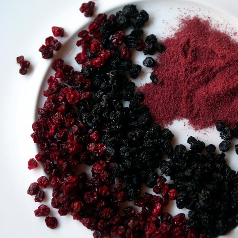 Kuivattuina marjat eivät vie tilaa pakastimesta.